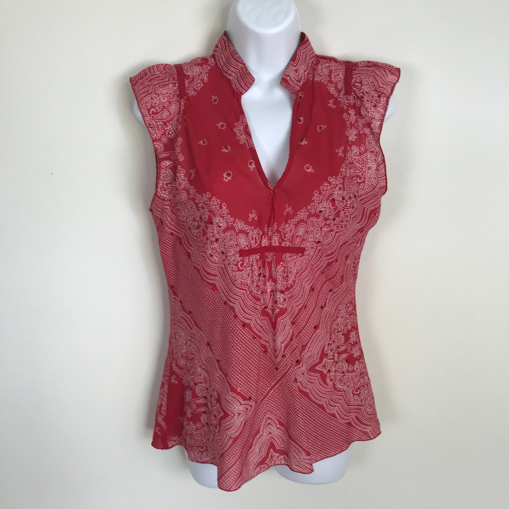 Blue Plate Red Paisley Top